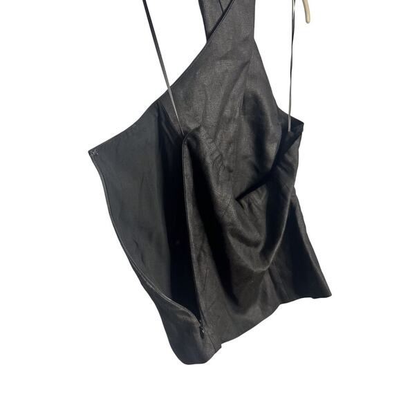 NWT Reformation Tate Linen Top Black Halter Size 10 Button Front - Picture 8 of 10